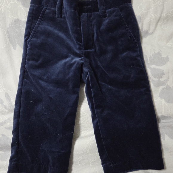 Janie And Jack Toddler Navy Blue Velvet 3-Piece Suit Set - Picture 4 of 7